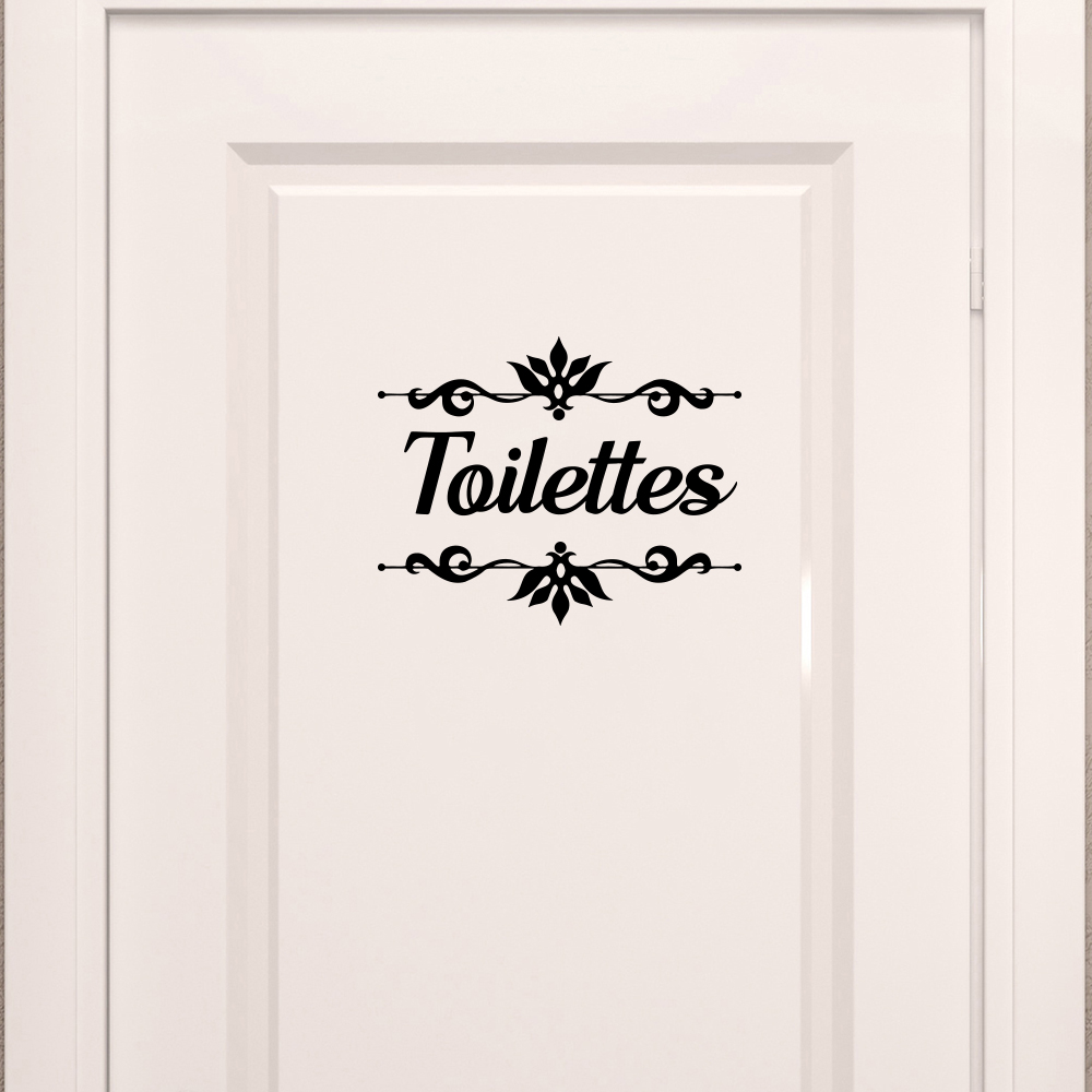 Flower Wall Panel - الفرنسية toileمع زهرة الحمام الباب ملصق