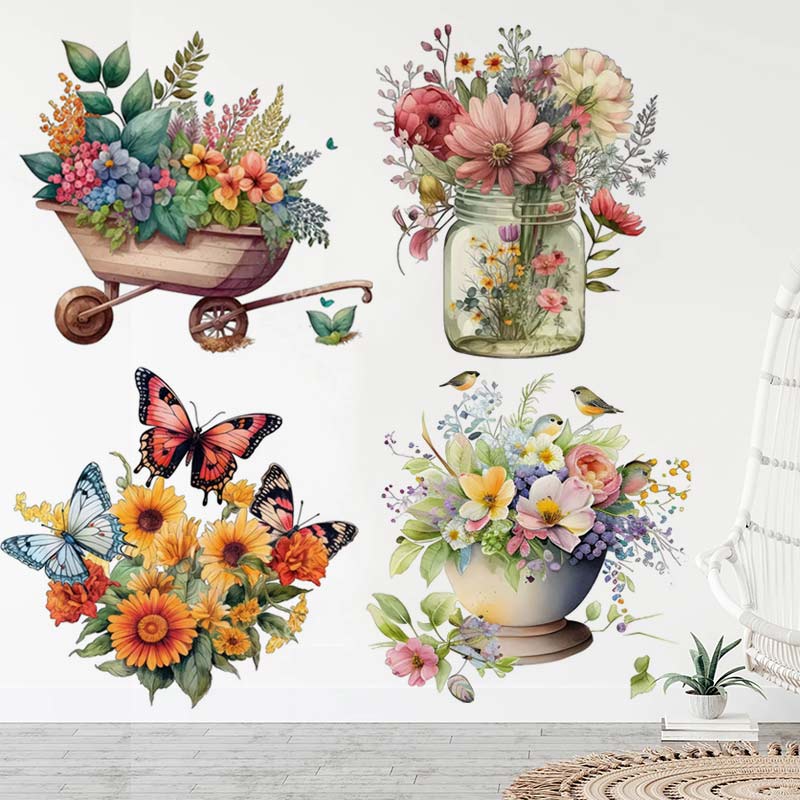 Flower Wall Panel - النمط الريفي زهرة المائية الجدار ملصق