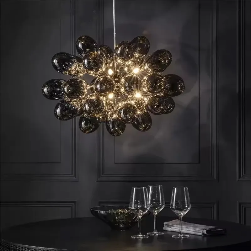 Led Balloon Light - فقاعة الثريا رمادي الزجاج قلادة مصباح