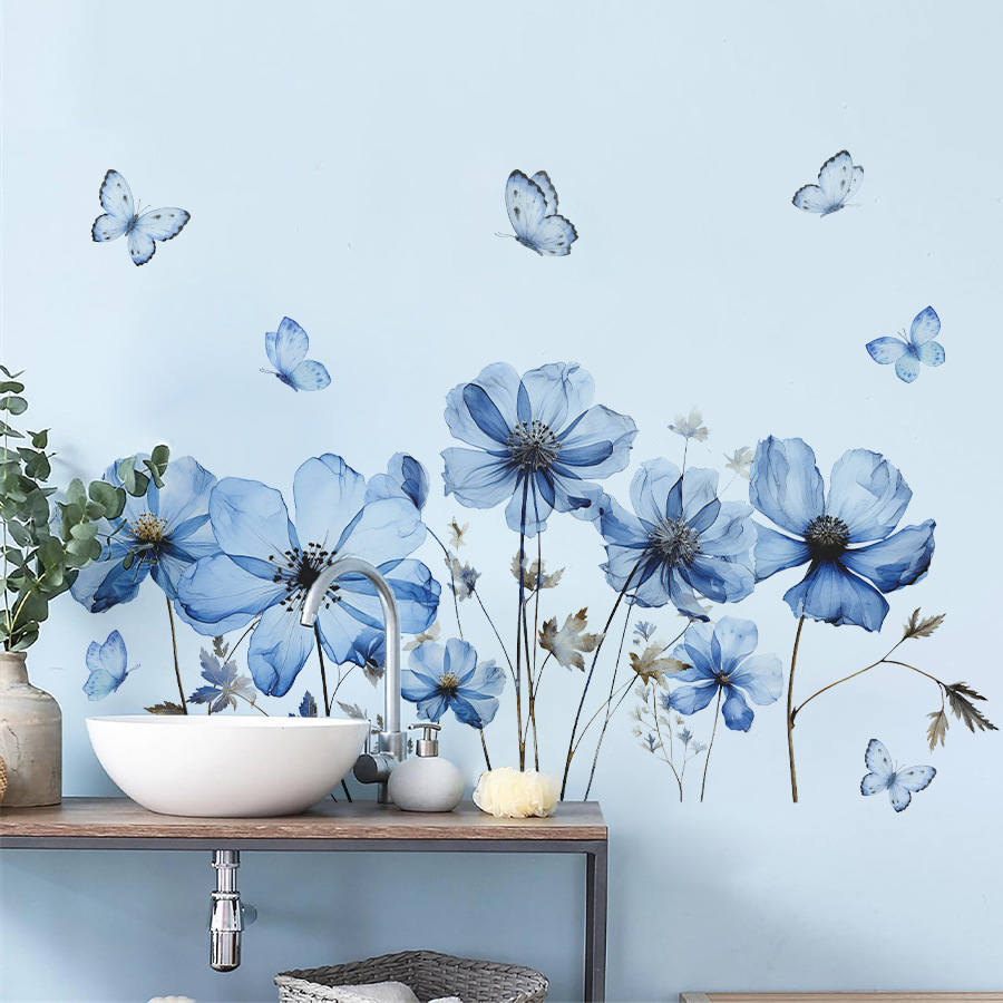 Flower Wall Panel - ملصق جداري جديد بتصميم فراشة زرقاء
