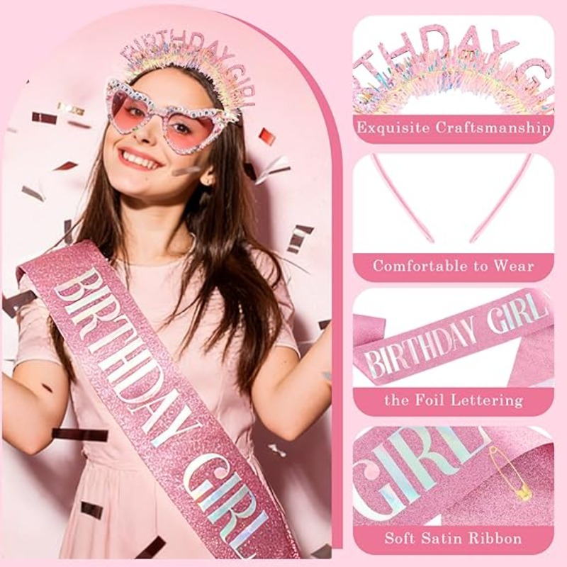 3 قطع/مجموعة: وشاح عيد ميلاد ل - مراجعة Birthday Sash Glitter وسعره