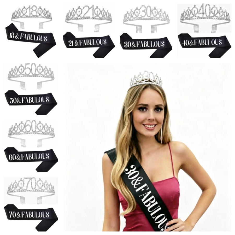 تاج وشاح عيد ميلاد فضي لامع لل - مراجعة Birthday Sash Glitter وسعره
