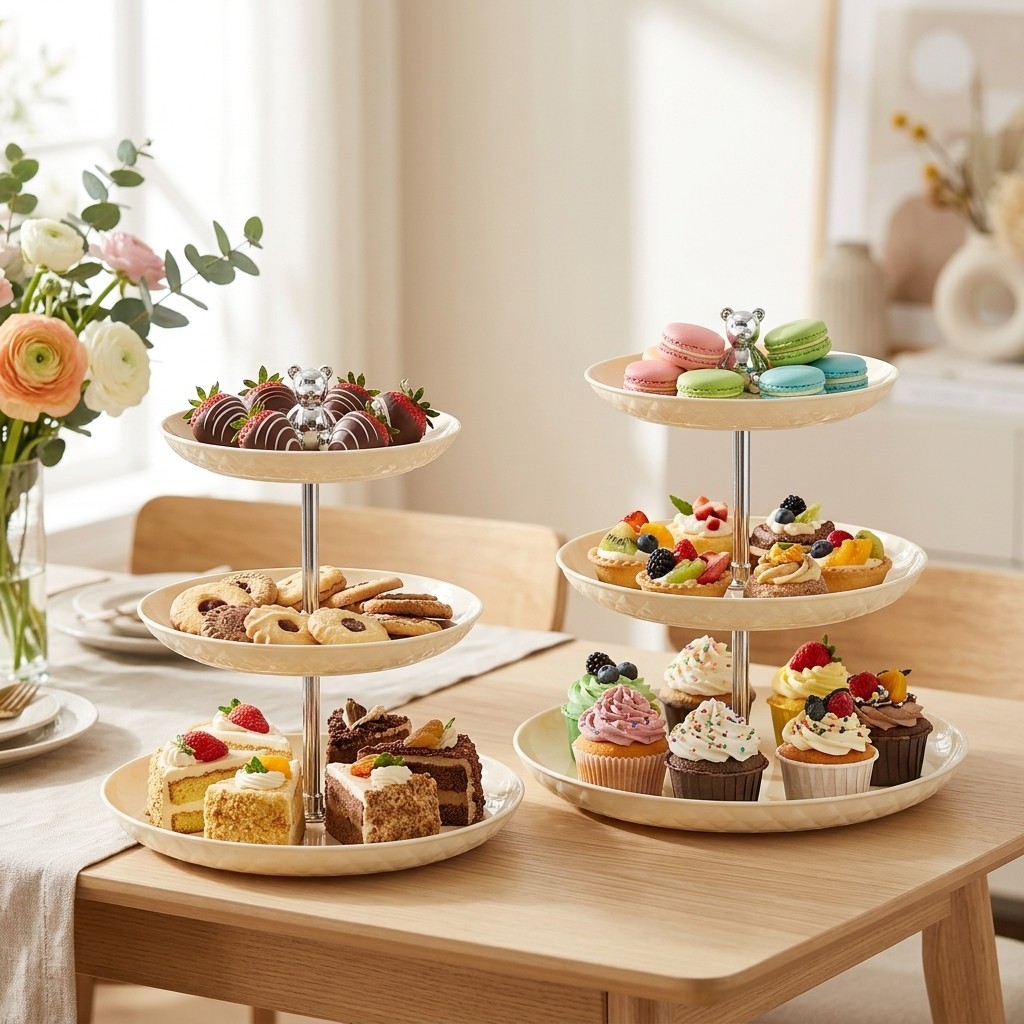 حامل كيك بلاستيكي من طبقتين/ثل - مراجعة Cupcake Stand Tier وسعره