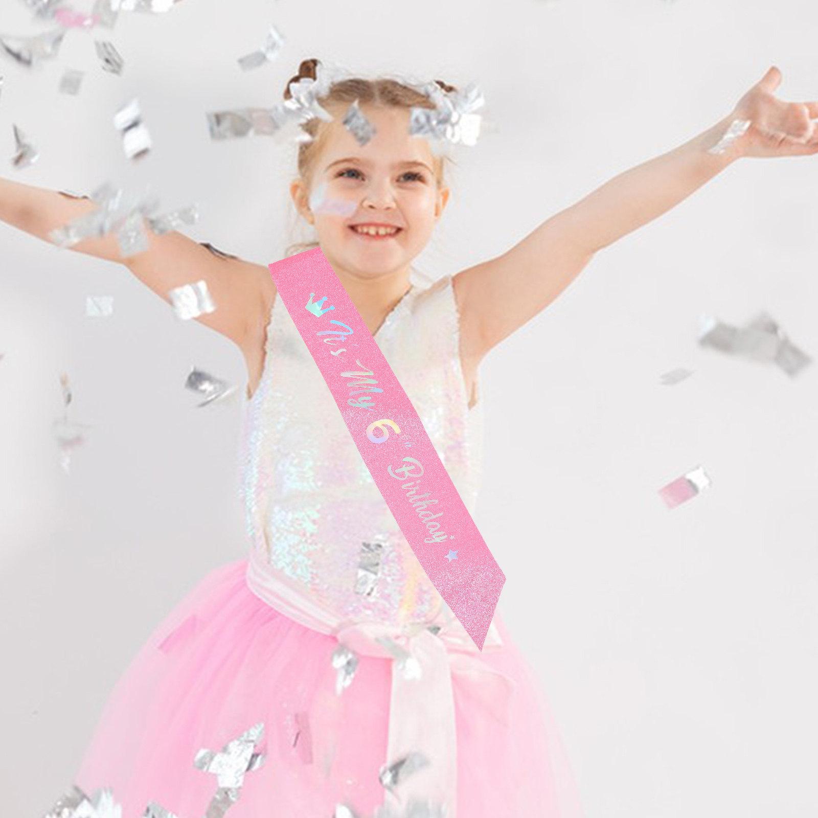 5 قطع من شرائط الزينة الوردية  - مراجعة Birthday Sash Glitter وسعره