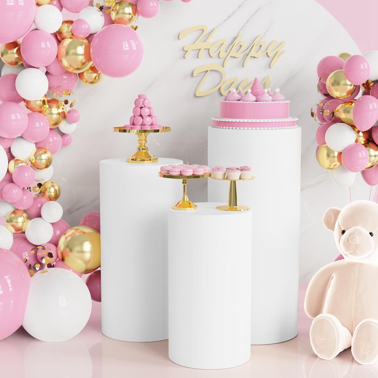 غطاء أسطواني أبيض من Yeele، مت - مراجعة Dessert Table Backdrop وسعره