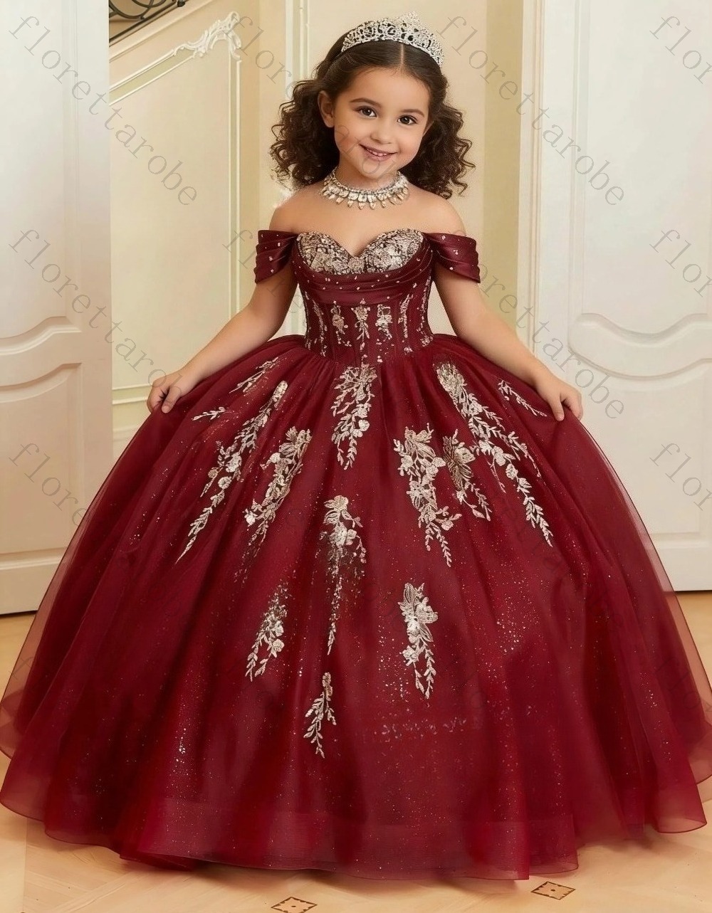 فستان فتاة الزهور مخصص باللون  - مراجعة Birthday Sash Glitter وسعره